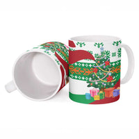 Lebanon Christmas Ceramic Mug with Falcon, Holiday Tree, and Red Green Snowflake Pattern - Wonder Print Shop