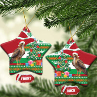 Lebanon Christmas Ceramic Ornament with Falcon, Holiday Tree, and Red Green Snowflake Pattern - Wonder Print Shop