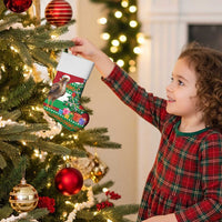 Lebanon Christmas Stocking with Falcon, Holiday Tree, and Red Green Snowflake Pattern - Wonder Print Shop