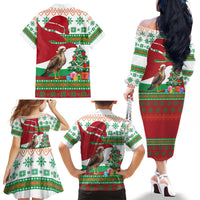 Lebanon Christmas Family Matching Off The Shoulder Long Sleeve Dress and Hawaiian Shirt with Falcon, Holiday Tree, and Red Green Snowflake Pattern - Wonder Print Shop