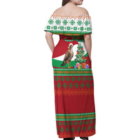Lebanon Christmas Family Matching Off Shoulder Maxi Dress and Hawaiian Shirt with Falcon, Holiday Tree, and Red Green Snowflake Pattern - Wonder Print Shop