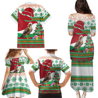 Lebanon Christmas Family Matching Puletasi and Hawaiian Shirt with Falcon, Holiday Tree, and Red Green Snowflake Pattern - Wonder Print Shop