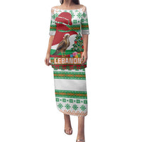 Lebanon Christmas Family Matching Puletasi and Hawaiian Shirt with Falcon, Holiday Tree, and Red Green Snowflake Pattern - Wonder Print Shop