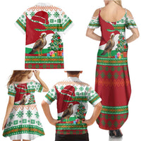Lebanon Christmas Family Matching Summer Maxi Dress and Hawaiian Shirt with Falcon, Holiday Tree, and Red Green Snowflake Pattern - Wonder Print Shop