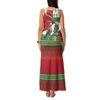 Lebanon Christmas Family Matching Tank Maxi Dress and Hawaiian Shirt with Falcon, Holiday Tree, and Red Green Snowflake Pattern - Wonder Print Shop
