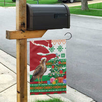 Lebanon Christmas Garden Flag with Falcon, Holiday Tree, and Red Green Snowflake Pattern - Wonder Print Shop