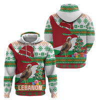 Lebanon Christmas Hoodie with Falcon, Holiday Tree, and Red Green Snowflake Pattern - Wonder Print Shop