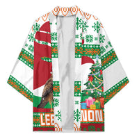 Lebanon Christmas Kimono with Falcon, Holiday Tree, and Red Green Snowflake Pattern - Wonder Print Shop