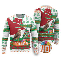 Lebanon Christmas Ugly Christmas Sweater with Falcon, Holiday Tree, and Red Green Snowflake Pattern - Wonder Print Shop