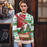 Lebanon Christmas Ugly Christmas Sweater with Falcon, Holiday Tree, and Red Green Snowflake Pattern - Wonder Print Shop