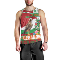 Lebanon Christmas Men Tank Top with Falcon, Holiday Tree, and Red Green Snowflake Pattern - Wonder Print Shop