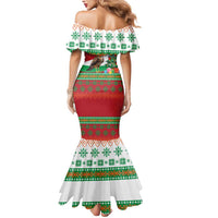Lebanon Christmas Mermaid Dress with Falcon, Holiday Tree, and Red Green Snowflake Pattern - Wonder Print Shop