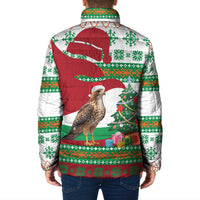 Lebanon Christmas Padded Jacket with Falcon, Holiday Tree, and Red Green Snowflake Pattern - Wonder Print Shop