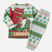 Lebanon Christmas Pajama Set with Falcon, Holiday Tree, and Red Green Snowflake Pattern - Wonder Print Shop