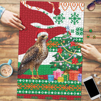 Lebanon Christmas Puzzle with Falcon, Holiday Tree, and Red Green Snowflake Pattern - Wonder Print Shop