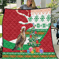 Lebanon Christmas Quilt with Falcon, Holiday Tree, and Red Green Snowflake Pattern - Wonder Print Shop