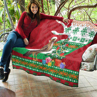 Lebanon Christmas Quilt with Falcon, Holiday Tree, and Red Green Snowflake Pattern - Wonder Print Shop