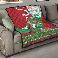 Lebanon Christmas Quilt with Falcon, Holiday Tree, and Red Green Snowflake Pattern - Wonder Print Shop