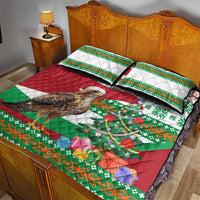 Lebanon Christmas Quilt Bed Set with Falcon, Holiday Tree, and Red Green Snowflake Pattern - Wonder Print Shop