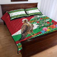 Lebanon Christmas Quilt Bed Set with Falcon, Holiday Tree, and Red Green Snowflake Pattern - Wonder Print Shop