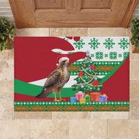 Lebanon Christmas Rubber Doormat with Falcon, Holiday Tree, and Red Green Snowflake Pattern - Wonder Print Shop