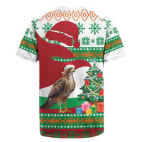 Lebanon Christmas Rugby Jersey with Falcon, Holiday Tree, and Red Green Snowflake Pattern - Wonder Print Shop