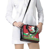 Lebanon Christmas Shoulder Handbag with Falcon, Holiday Tree, and Red Green Snowflake Pattern - Wonder Print Shop