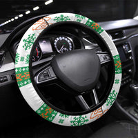 Lebanon Christmas Steering Wheel Cover with Falcon, Holiday Tree, and Red Green Snowflake Pattern - Wonder Print Shop