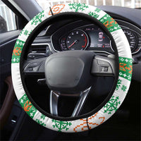 Lebanon Christmas Steering Wheel Cover with Falcon, Holiday Tree, and Red Green Snowflake Pattern - Wonder Print Shop