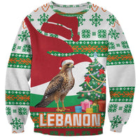 Lebanon Christmas Sweatshirt with Falcon, Holiday Tree, and Red Green Snowflake Pattern - Wonder Print Shop