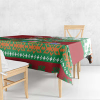 Lebanon Christmas Tablecloth with Falcon, Holiday Tree, and Red Green Snowflake Pattern - Wonder Print Shop