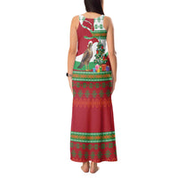 Lebanon Christmas Tank Maxi Dress with Falcon, Holiday Tree, and Red Green Snowflake Pattern - Wonder Print Shop