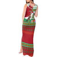 Lebanon Christmas Tank Maxi Dress with Falcon, Holiday Tree, and Red Green Snowflake Pattern - Wonder Print Shop