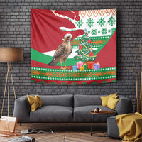 Lebanon Christmas Tapestry with Falcon, Holiday Tree, and Red Green Snowflake Pattern - Wonder Print Shop