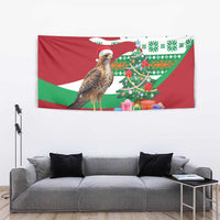 Lebanon Christmas Tapestry with Falcon, Holiday Tree, and Red Green Snowflake Pattern - Wonder Print Shop
