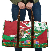 Lebanon Christmas Travel Bag with Falcon, Holiday Tree, and Red Green Snowflake Pattern - Wonder Print Shop