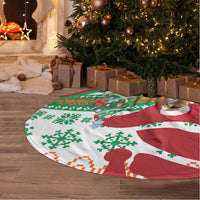 Lebanon Christmas Tree Skirt with Falcon, Holiday Tree, and Red Green Snowflake Pattern - Wonder Print Shop