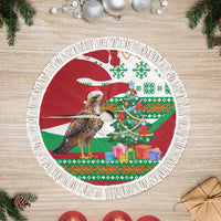 Lebanon Christmas Tree Skirt with Falcon, Holiday Tree, and Red Green Snowflake Pattern - Wonder Print Shop