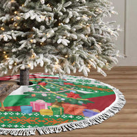 Lebanon Christmas Tree Skirt with Falcon, Holiday Tree, and Red Green Snowflake Pattern - Wonder Print Shop