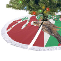 Lebanon Christmas Tree Skirt with Falcon, Holiday Tree, and Red Green Snowflake Pattern - Wonder Print Shop
