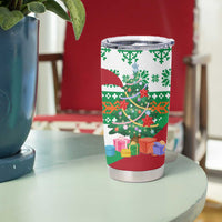 Lebanon Christmas Tumbler Cup with Falcon, Holiday Tree, and Red Green Snowflake Pattern - Wonder Print Shop