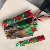 Lebanon Christmas Umbrella with Falcon, Holiday Tree, and Red Green Snowflake Pattern - Wonder Print Shop