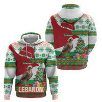 Lebanon Christmas Zip Hoodie with Falcon, Holiday Tree, and Red Green Snowflake Pattern - Wonder Print Shop