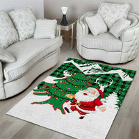 Lebanon Christmas Area Rug with Santa Claus Reindeer Trees and Festive Knit Pattern - Wonder Print Shop