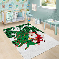 Lebanon Christmas Area Rug with Santa Claus Reindeer Trees and Festive Knit Pattern - Wonder Print Shop