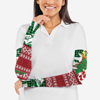 Lebanon Christmas Arm Sleeves with Santa Claus Reindeer Trees and Festive Knit Pattern - Wonder Print Shop
