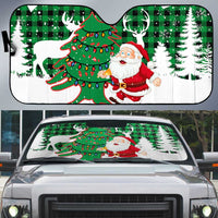 Lebanon Christmas Auto Sun Shade with Santa Claus Reindeer Trees and Festive Knit Pattern - Wonder Print Shop