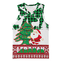 Lebanon Christmas Basketball Jersey with Santa Claus Reindeer Trees and Festive Knit Pattern - Wonder Print Shop
