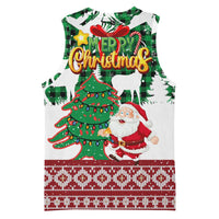Lebanon Christmas Basketball Jersey with Santa Claus Reindeer Trees and Festive Knit Pattern - Wonder Print Shop