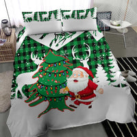 Lebanon Christmas Bedding Set with Santa Claus Reindeer Trees and Festive Knit Pattern - Wonder Print Shop